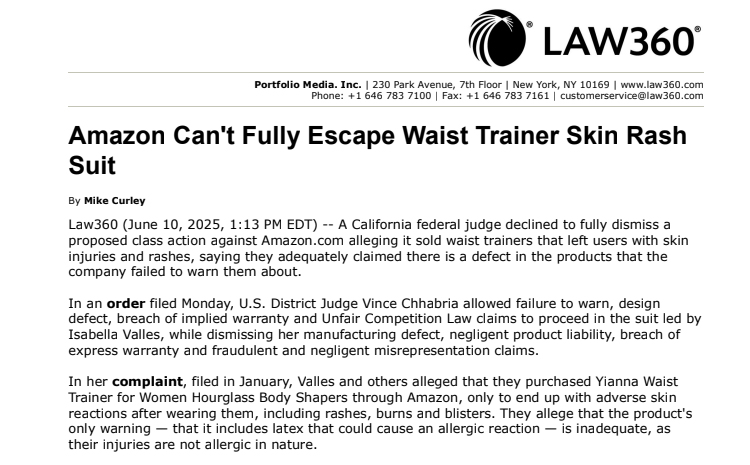 Amazon Can’t Fully Escape Waist Trainer Skin Rash Suit
